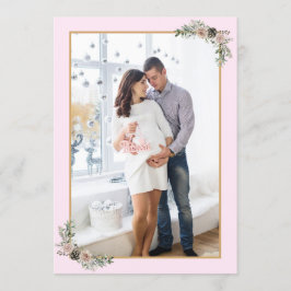 Eerste kerstbevalling Meisje Roze Moderne Floral F Kaart