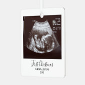 Eerste kerstbevalling Ultrasound Foto Holiday Metalen Ornament (Voorkant links)