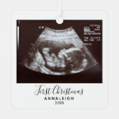 Eerste kerstbevalling Ultrasound Foto Holiday Metalen Ornament (Achterkant)