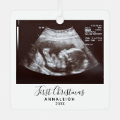 Eerste kerstbevalling Ultrasound Foto Holiday Metalen Ornament (Voorkant)
