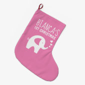 Eerste kerstbevalling voor een roze olifantenbaby grote kerstsok (Voorkant (Hangend))