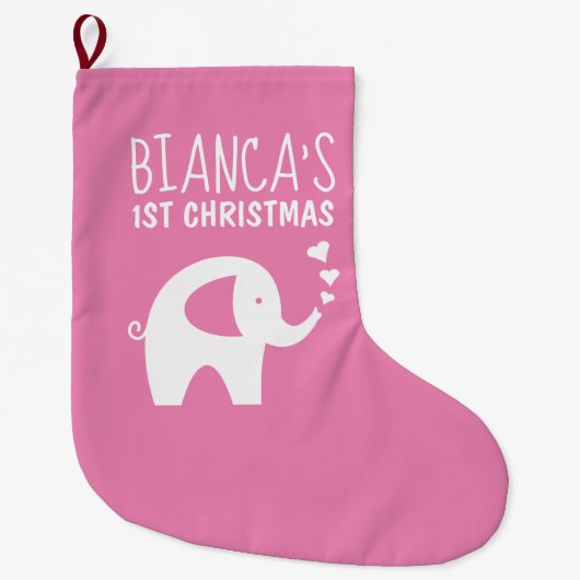 Eerste kerstbevalling voor een roze olifantenbaby grote kerstsok (Voorkant)