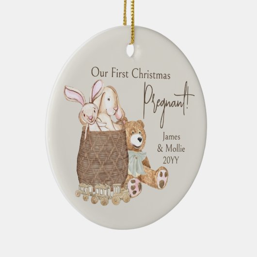 Eerste Kerstbevruchting Aangepaste foto van Teddy  Keramisch Ornament (Rechts)