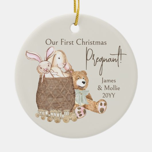 Eerste Kerstbevruchting Aangepaste foto van Teddy  Keramisch Ornament (Voorkant)