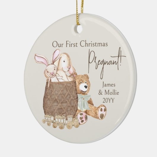 Eerste Kerstbevruchting Aangepaste foto van Teddy  Keramisch Ornament (Links)