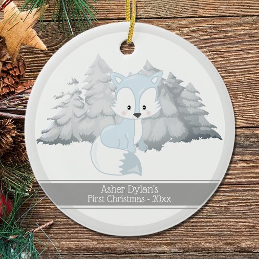 Eerste kerstbevruchting in Arctic Fox Keramisch Ornament