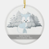 Eerste kerstbevruchting in Arctic Fox Keramisch Ornament (Voorkant)