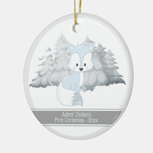 Eerste kerstbevruchting in Arctic Fox Keramisch Ornament (Links)