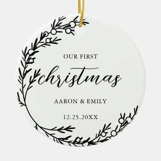 Eerste Kerstbevruchting met keramische keramiek in Keramisch Ornament (Voorkant)