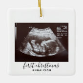 Eerste kerstbevruchting Ultrasound Foto aangepast Keramisch Ornament (Voorkant)