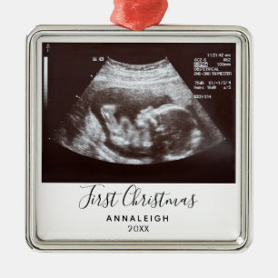 Eerste kerstbevruchting Ultrasound Foto aangepast Metalen Ornament