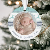 Eerste kerstblauwe renrenrendiertje voor baby op m ornament