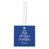 Eerste kerstblauwe zilver-fotokubus decoratie (Voorkant)