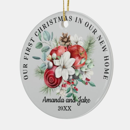Eerste kerstbloem keramisch ornament (Links)