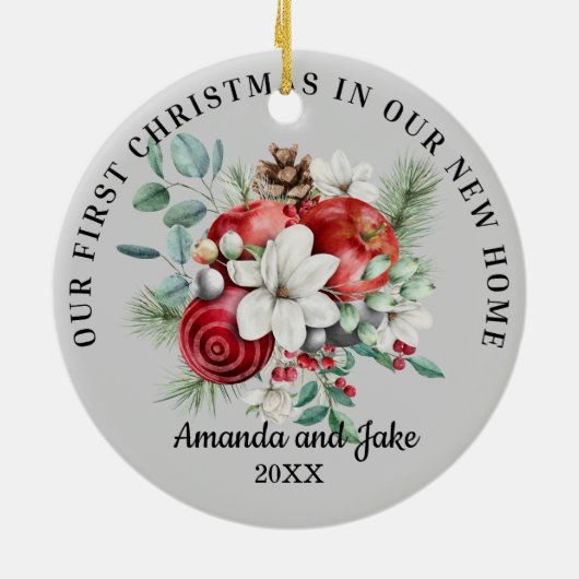 Eerste kerstbloem keramisch ornament (Achterkant)