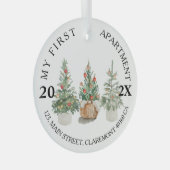 Eerste kerstbomen in appartementenhok glas ornament (Voorkant Rechts)