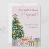Eerste kerstboom en Wieg zwangerschap Feestdagenkaart (Voorkant)