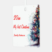 Eerste kerstboom foto Metal Square Ornament (Voorkant links)