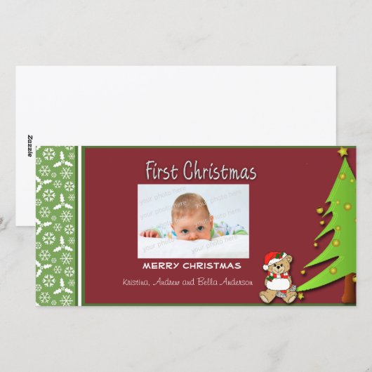 Eerste kerstboom fotokaart feestdagenkaart (Voorkant / Achterkant)