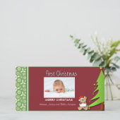 Eerste kerstboom fotokaart feestdagenkaart (Staand voorkant)