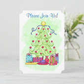 Eerste kerstboom Groene Aangepaste Uitnodiging Ope (Staand voorkant)