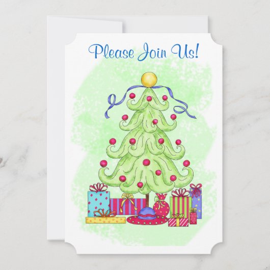 Eerste kerstboom Groene Aangepaste Uitnodiging Ope (Voorkant)