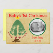 Eerste kerstboom met kerstcadeautjes voor baby's feestdagenkaart (Voorkant / Achterkant)
