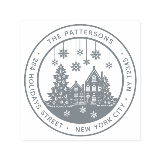 Eerste kerstboom Persoonlijk retouradres winter Zelfinktende Stempel (Design)