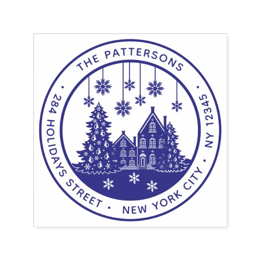 Eerste kerstboom Persoonlijk retouradres winter Zelfinktende Stempel (Design)