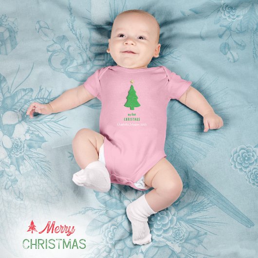 Eerste Kerstboom Ster Sneeuw Lief Simpel Romper