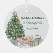 Eerste kerstboom voor grootouders en Wieg Glas Ornament (Voorkant)