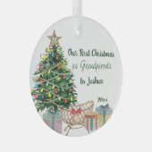 Eerste kerstboom voor grootouders en Wieg Glas Ornament (Voorkant Rechts)