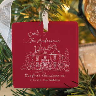 Eerste kerstboomornament voor een nieuw huis keramisch ornament