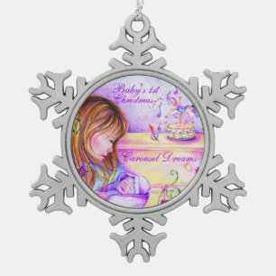 Eerste kerstboomversiering voor baby's tin sneeuwvlok ornament