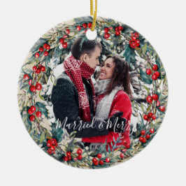 Eerste kerstboomversiering voor huwelijksfeest keramisch ornament