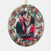 Eerste kerstboomversiering voor huwelijksfeest keramisch ornament (Links)