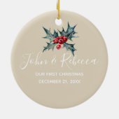 Eerste kerstboomversiering voor huwelijksfeest keramisch ornament (Achterkant)