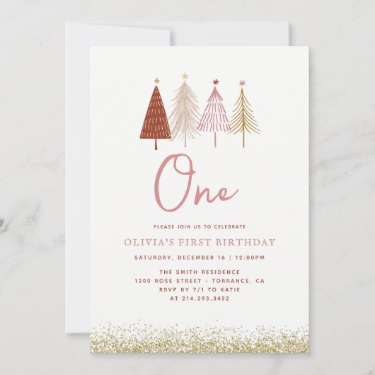 Eerste kerstboomwinter: Onederland meisje Kaart (Voorkant)