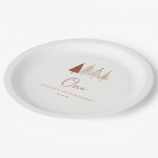 Eerste kerstboomwinter: Onederland meisje Papieren Bordje (Gekanteld)