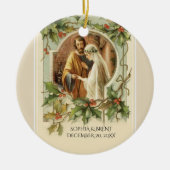 Eerste kerstbride Groom Maagd Maria Kathokatholiek Keramisch Ornament (Voorkant)