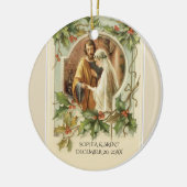 Eerste kerstbride Groom Maagd Maria Kathokatholiek Keramisch Ornament (Links)