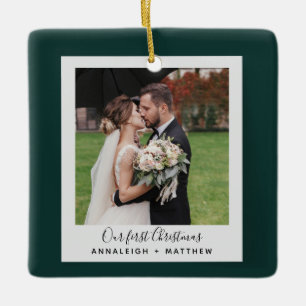 Eerste kerstbruiloft Couple Holiday foto Keramisch Ornament