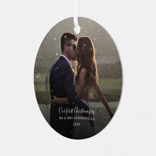 Eerste kerstbruiloft Foto Keepomwille Metalen Ornament (Voorkant links)