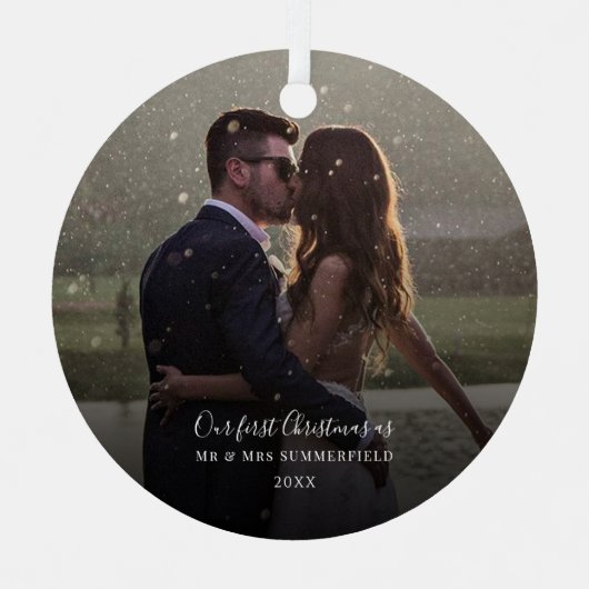 Eerste kerstbruiloft Foto Keepomwille Metalen Ornament (Voorkant)