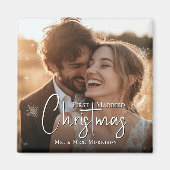 Eerste kerstbruiloft foto na het huwelijk magneet (Voorkant)