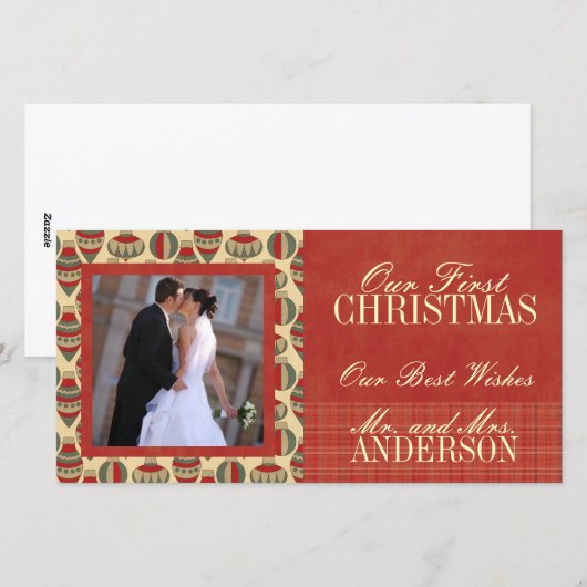 Eerste Kerstbruiloft fotokaarten Feestdagenkaart (Voorkant / Achterkant)