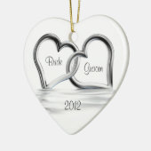 Eerste kerstbruiloft keramisch ornament (Links)