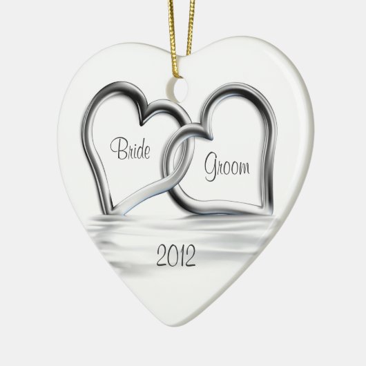Eerste kerstbruiloft keramisch ornament (Links)