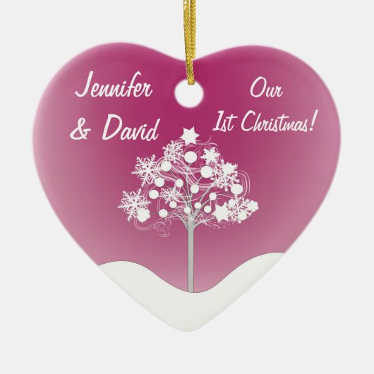 Eerste kerstbruiloft keramisch ornament (Voorkant)