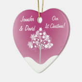 Eerste kerstbruiloft keramisch ornament (Links)